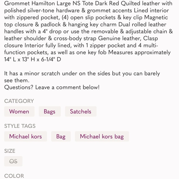 Michael Kors grommet Hamilton purse - Picture 5 of 7